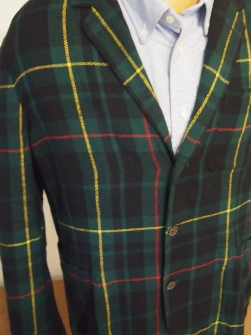 Ralph Lauren Dark Green Plaid Sport Coat with Yellow & Red Windowpane